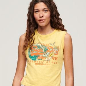 SUPERDRY 女裝 背心 La VL Graphic Slim 黃